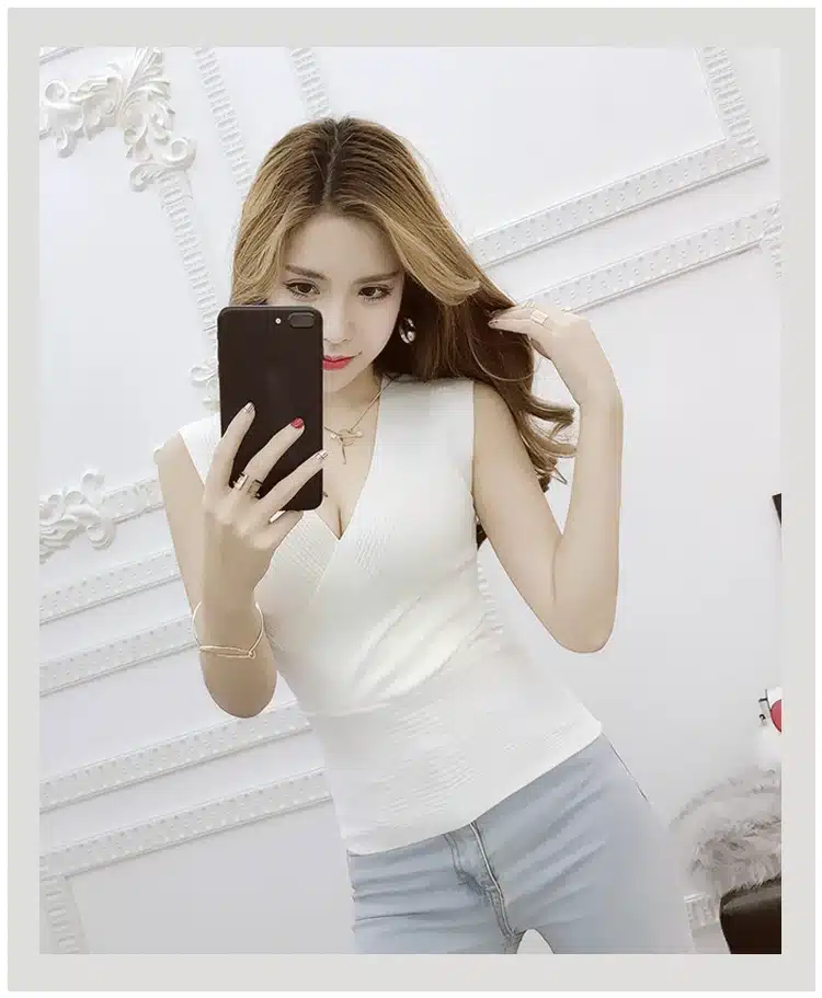 Tank Top vetement femme 11 Colors Fashion Vest Casual Sleeveless Sexy V-Neck Women Summer Korean Knitted Cotton Womens Clothes 5