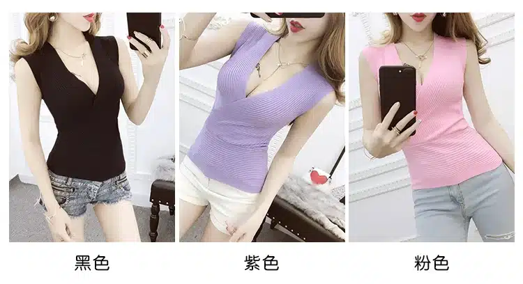 Tank Top vetement femme 11 Colors Fashion Vest Casual Sleeveless Sexy V-Neck Women Summer Korean Knitted Cotton Womens Clothes 4