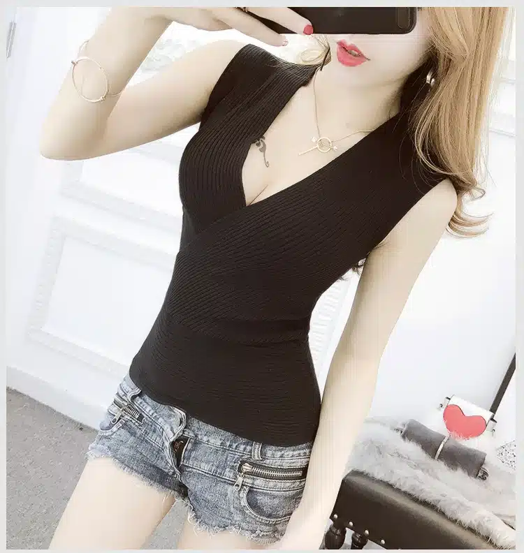 Tank Top vetement femme 11 Colors Fashion Vest Casual Sleeveless Sexy V-Neck Women Summer Korean Knitted Cotton Womens Clothes 13