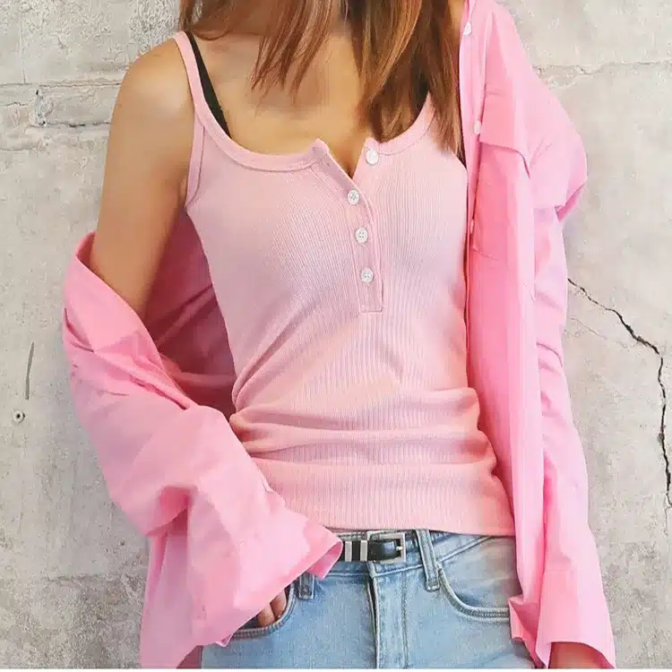 Slim Sexy V-Neck Sleeveles Summer 2017 Solid Button Cotton T-Shirt Women Tees Camisole Vest Casual Womens Tops Woman Haut Femme 21