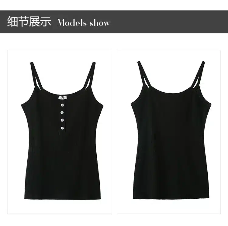 Slim Sexy V-Neck Sleeveles Summer 2017 Solid Button Cotton T-Shirt Women Tees Camisole Vest Casual Womens Tops Woman Haut Femme 26