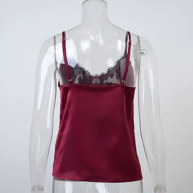 2018 Satin Women's Shirt Mike Strap Elegant Crop Top Sexy V neck Camis Women Short Sleepwear Female Lace Top Summer Party Blusa 21