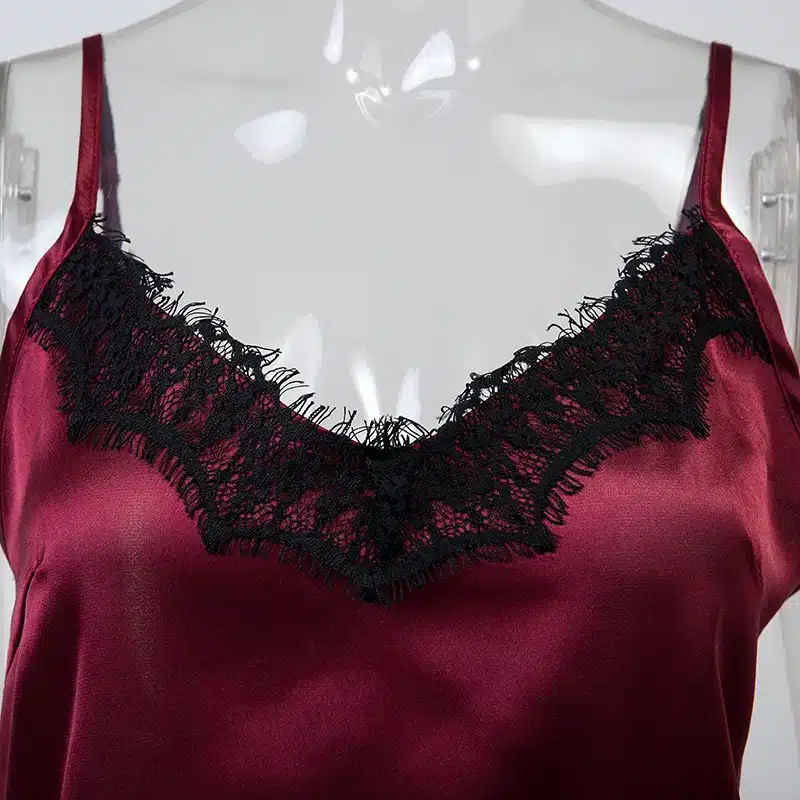 2018 Satin Women's Shirt Mike Strap Elegant Crop Top Sexy V neck Camis Women Short Sleepwear Female Lace Top Summer Party Blusa 22