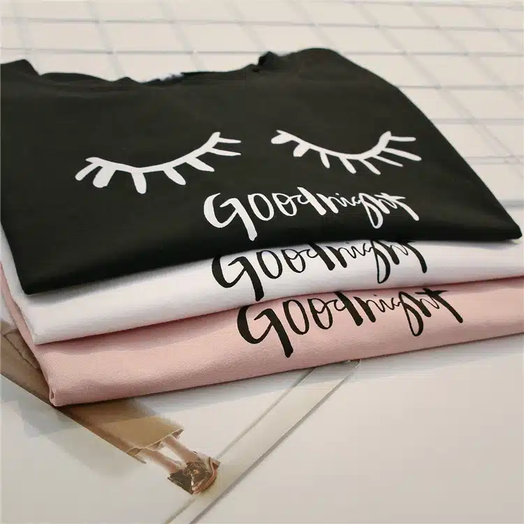 Merry Pretty New Summer Fashion Women Solid Pink Punk Style O-neck Short Sleeve T-shirt Letter & Eyelash Printed Crop Top Tees 15
