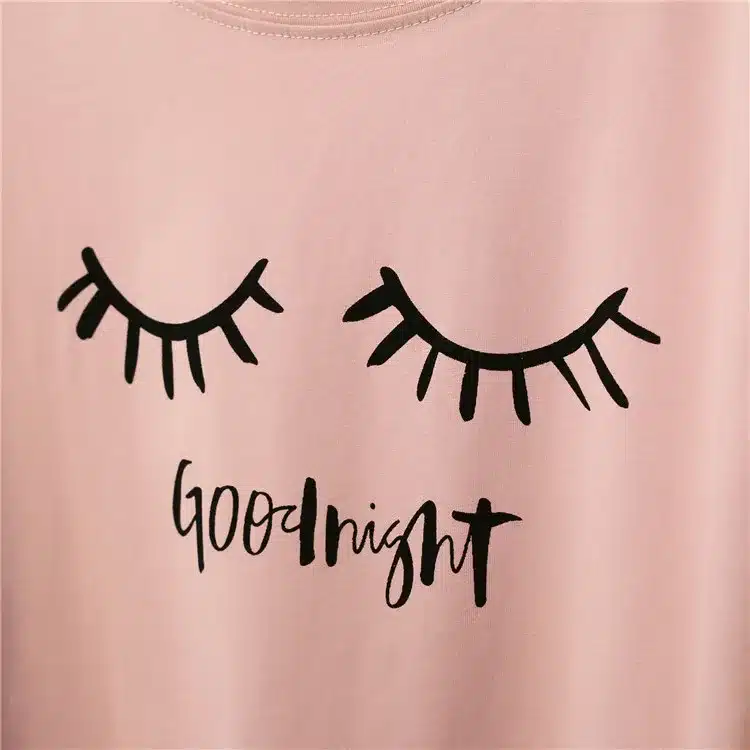 Merry Pretty New Summer Fashion Women Solid Pink Punk Style O-neck Short Sleeve T-shirt Letter & Eyelash Printed Crop Top Tees 23