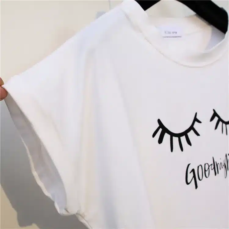 Merry Pretty New Summer Fashion Women Solid Pink Punk Style O-neck Short Sleeve T-shirt Letter & Eyelash Printed Crop Top Tees 25