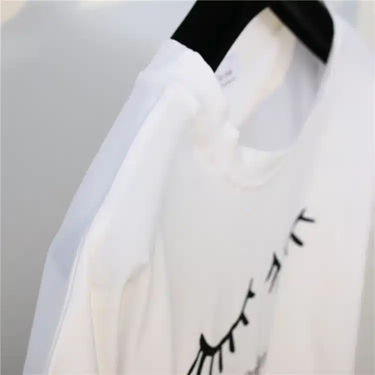 Merry Pretty New Summer Fashion Women Solid Pink Punk Style O-neck Short Sleeve T-shirt Letter & Eyelash Printed Crop Top Tees 24