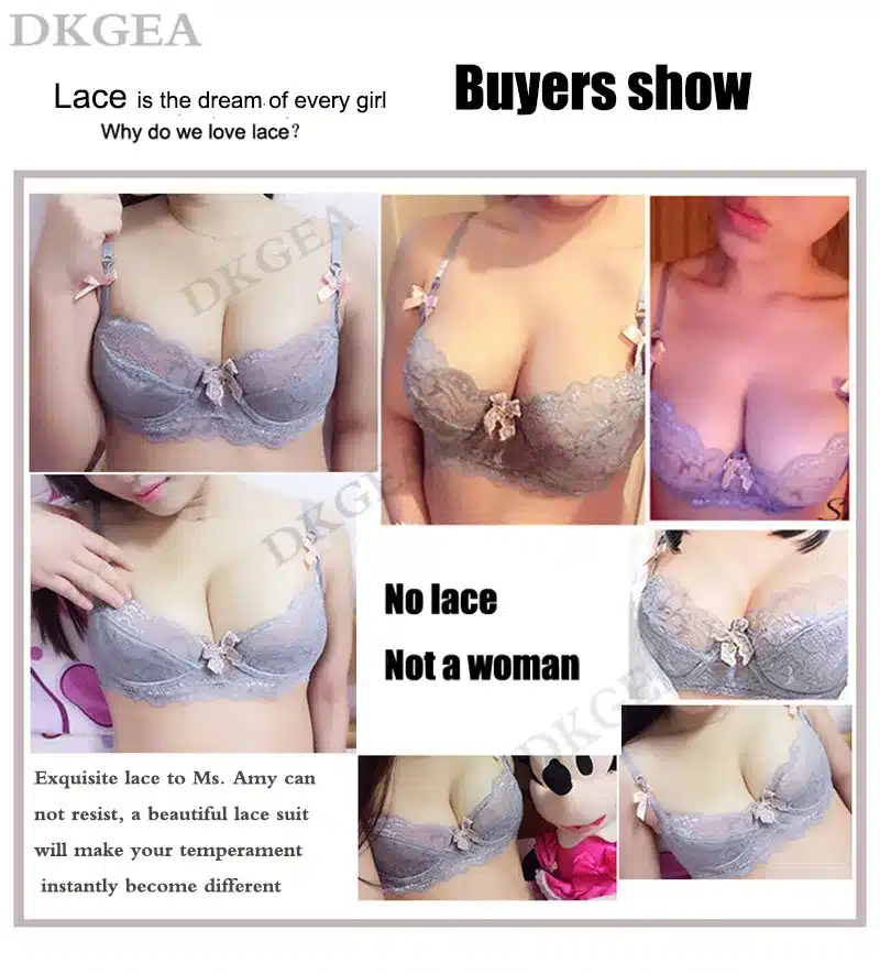 Fashion Sexy Bra Sets Plus Size C D Cup Thin Cotton Underwear Women Set Lace Comfortable Brassiere Gray Bras Embroidery Lingerie 6