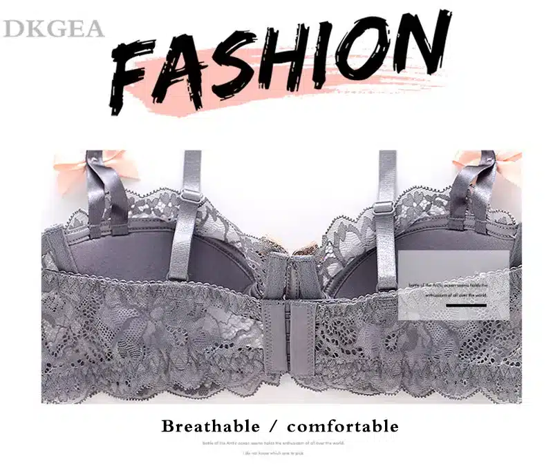 Fashion Sexy Bra Sets Plus Size C D Cup Thin Cotton Underwear Women Set Lace Comfortable Brassiere Gray Bras Embroidery Lingerie 9