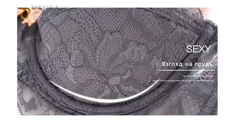Fashion Sexy Bra Sets Plus Size C D Cup Thin Cotton Underwear Women Set Lace Comfortable Brassiere Gray Bras Embroidery Lingerie 10
