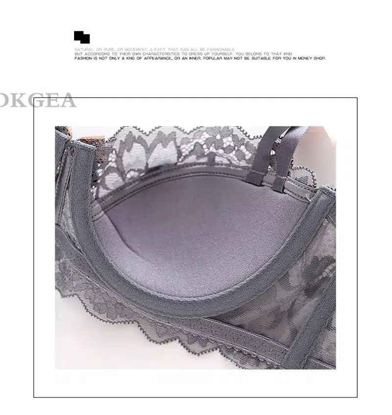 Fashion Sexy Bra Sets Plus Size C D Cup Thin Cotton Underwear Women Set Lace Comfortable Brassiere Gray Bras Embroidery Lingerie 23