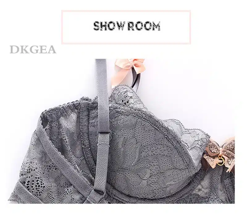 Fashion Sexy Bra Sets Plus Size C D Cup Thin Cotton Underwear Women Set Lace Comfortable Brassiere Gray Bras Embroidery Lingerie 25