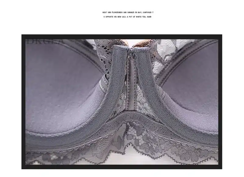 Fashion Sexy Bra Sets Plus Size C D Cup Thin Cotton Underwear Women Set Lace Comfortable Brassiere Gray Bras Embroidery Lingerie 26