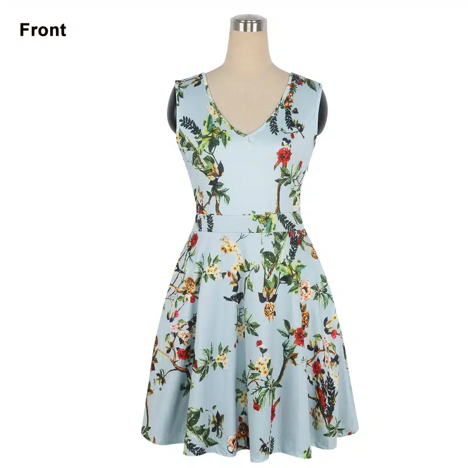 Oxiuly Women Vintage 1950s style Dress Floral Print White Patchwork Casual Party Dress Black Elegant Female Sexy Mini Dress 14