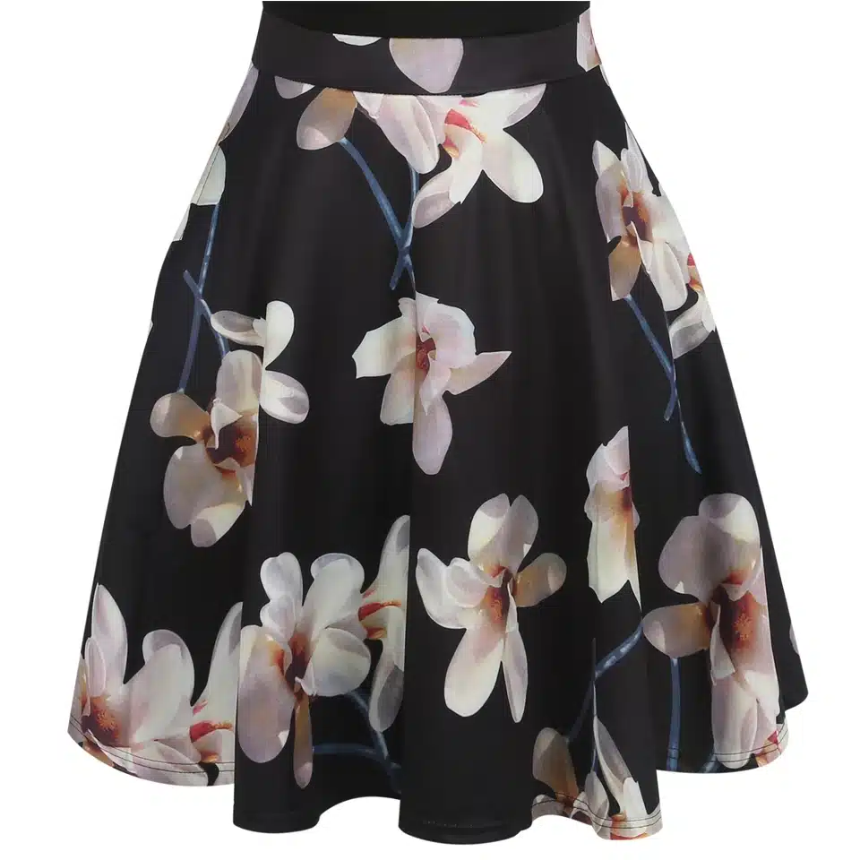 Oxiuly Women Vintage 1950s style Dress Floral Print White Patchwork Casual Party Dress Black Elegant Female Sexy Mini Dress 25