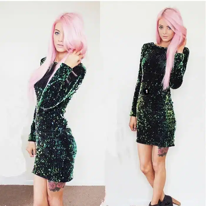 Green Sequin Dress Women Sexy Club Dresses 2018 Slim Fit Backless Bodycon Party Nightclub Mini Vintage Dress vestido lentejuelas 12