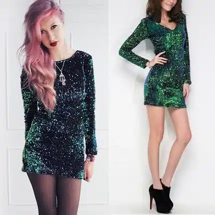 Green Sequin Dress Women Sexy Club Dresses 2018 Slim Fit Backless Bodycon Party Nightclub Mini Vintage Dress vestido lentejuelas 13