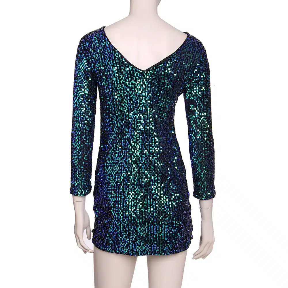 Green Sequin Dress Women Sexy Club Dresses 2018 Slim Fit Backless Bodycon Party Nightclub Mini Vintage Dress vestido lentejuelas 25