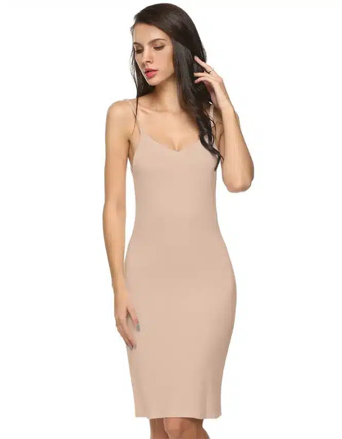 Ekouaer Ladies Women Casual Sexy Strap Slip Sleeveless V-Neck Solid Home Bottoming Straight Dress size S-2XL Dresses Vestidos 15