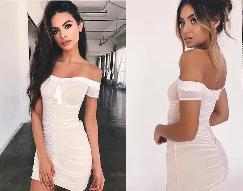 Strapless Ruched Drawstring Women Mesh Sheer Dresses Summer Off Shoulder Party Bodycon Dress Sexy Mini Club Dress New Vestidos 12