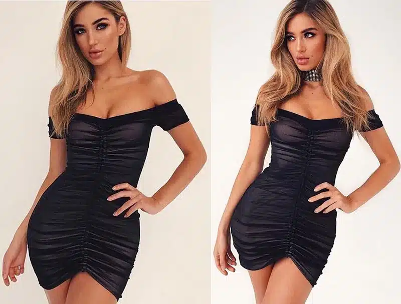 Strapless Ruched Drawstring Women Mesh Sheer Dresses Summer Off Shoulder Party Bodycon Dress Sexy Mini Club Dress New Vestidos 16