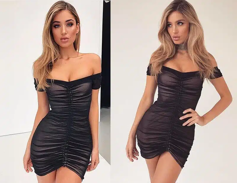 Strapless Ruched Drawstring Women Mesh Sheer Dresses Summer Off Shoulder Party Bodycon Dress Sexy Mini Club Dress New Vestidos 17