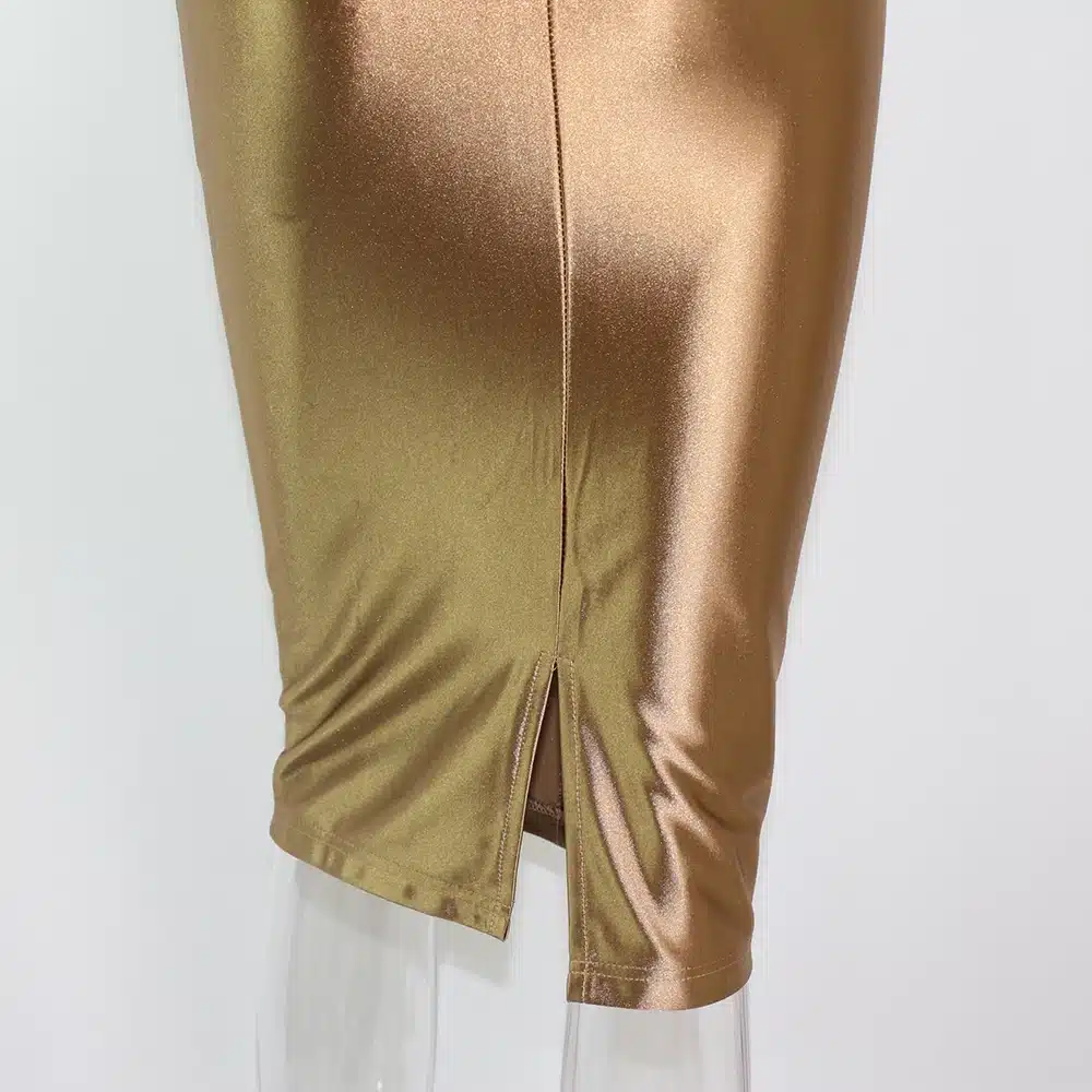 2017 Sexy Padded Bra Bodycon Midi Dress V Neck Sleeveless Split Back Cross Straps Gold Wine Red Knee length Party Dress 20