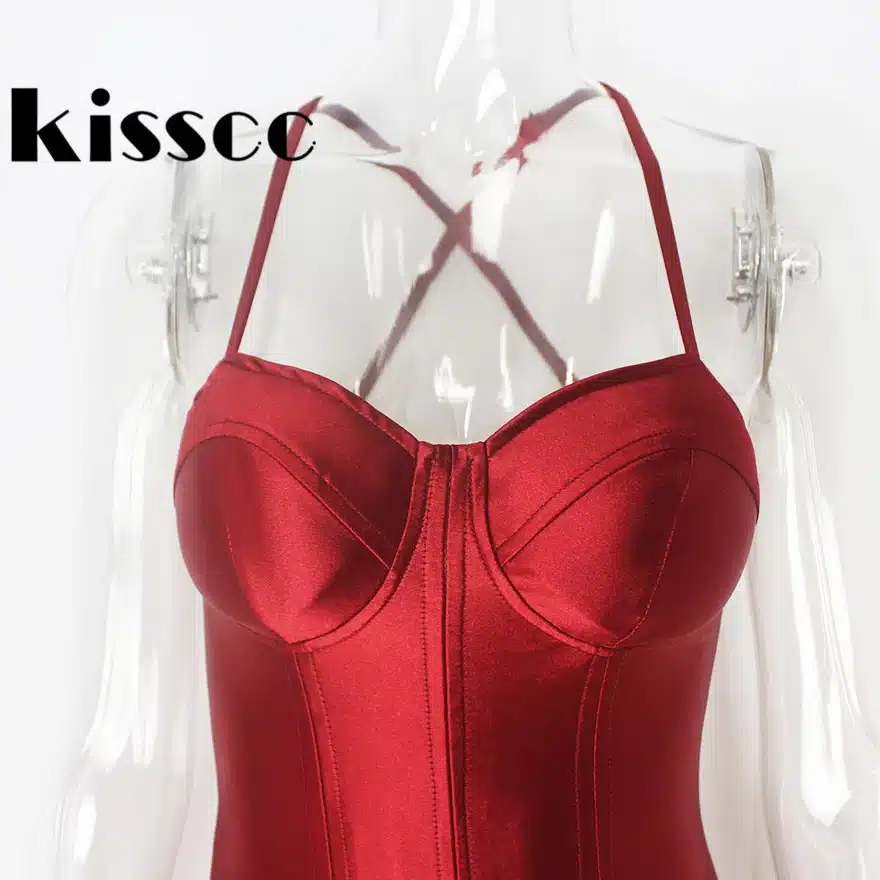 2017 Sexy Padded Bra Bodycon Midi Dress V Neck Sleeveless Split Back Cross Straps Gold Wine Red Knee length Party Dress 29