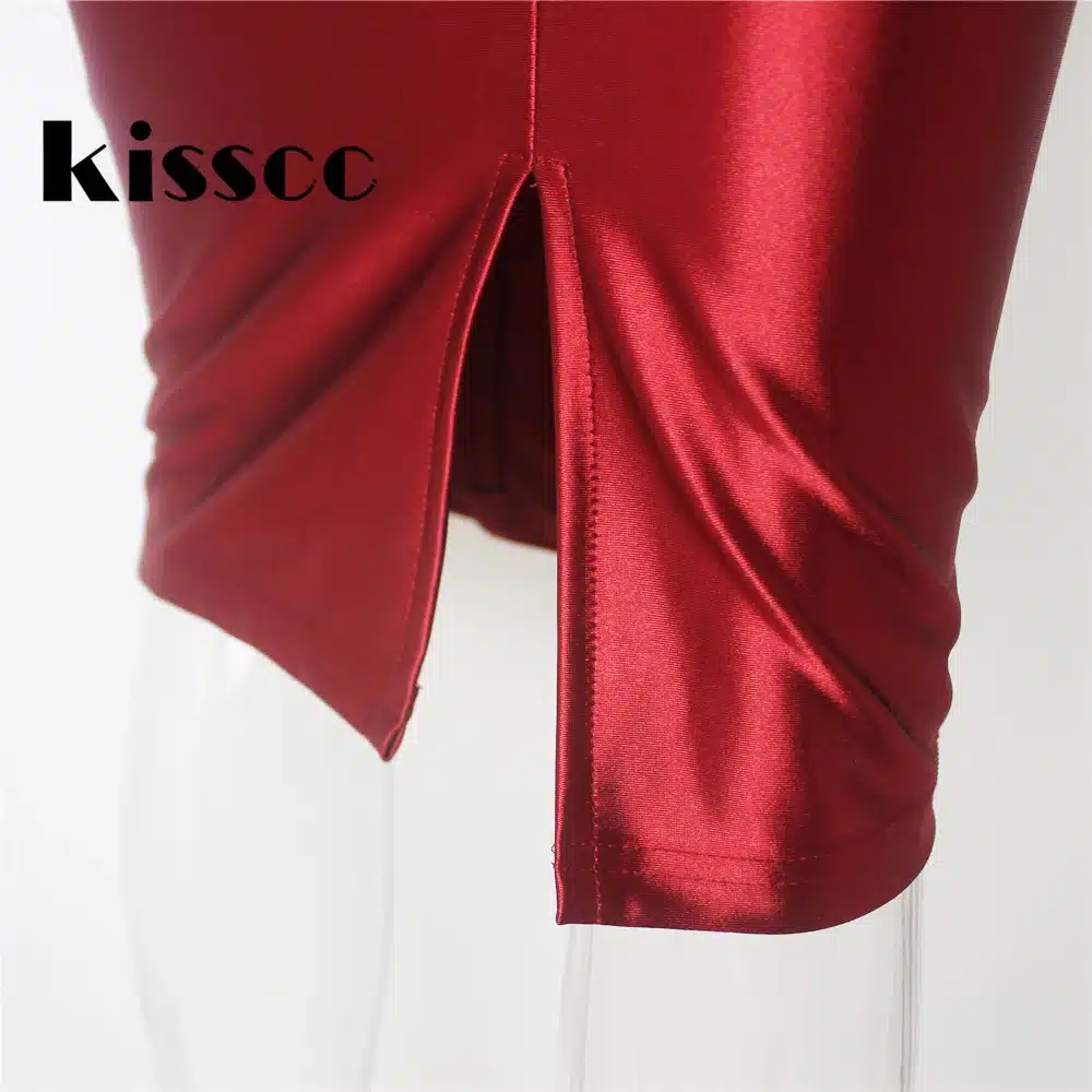 2017 Sexy Padded Bra Bodycon Midi Dress V Neck Sleeveless Split Back Cross Straps Gold Wine Red Knee length Party Dress 31