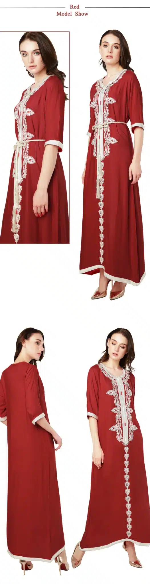Muslim women Long sleeve Dress maxi long dress islamic clothing Moroccan kaftan elegant embroidery ethnic vintage dress tunic 15 10