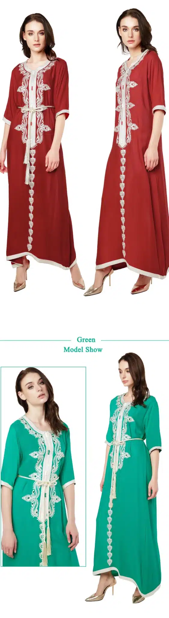 Muslim women Long sleeve Dress maxi long dress islamic clothing Moroccan kaftan elegant embroidery ethnic vintage dress tunic 15 11
