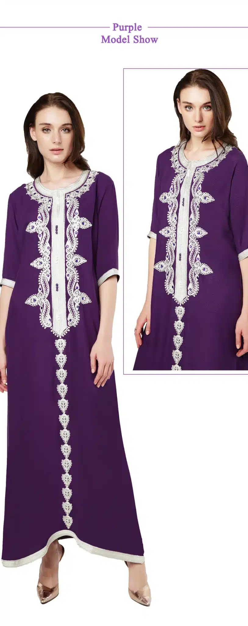Muslim women Long sleeve Dress maxi long dress islamic clothing Moroccan kaftan elegant embroidery ethnic vintage dress tunic 15 14