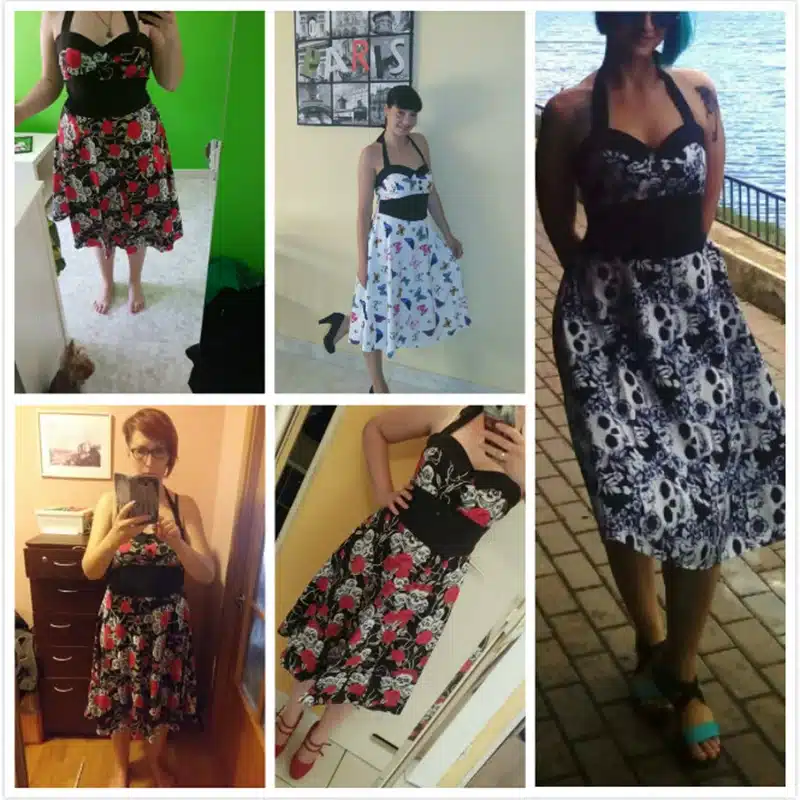 5XL Large size skull printed dress Women punk strapless halter party dresses Bowknot self gothic dress clothing Swing 1950s 60s 4
