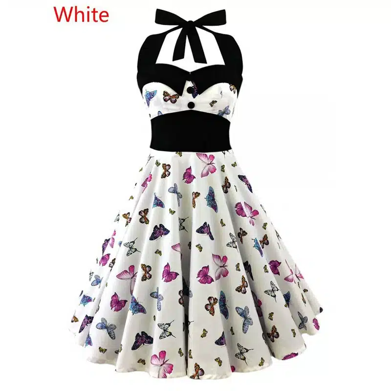 5XL Large size skull printed dress Women punk strapless halter party dresses Bowknot self gothic dress clothing Swing 1950s 60s 10