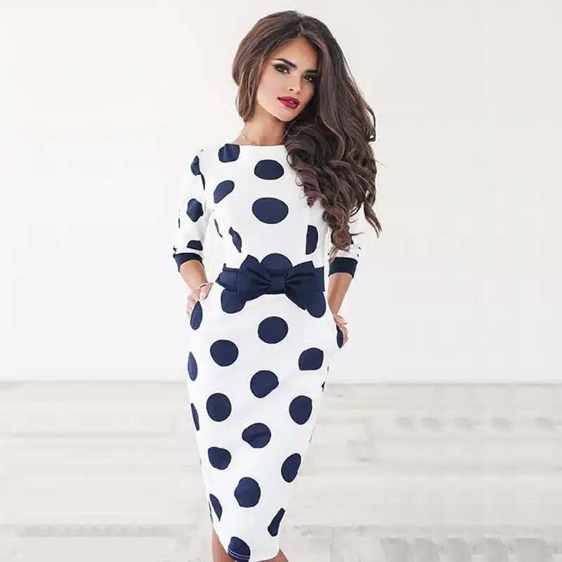 Womens Dresses 2017 Bodycon Polka Dot Party Dresses Casual Half Sleeve Sexy Elegant Midi Club Dress Vestidos De Festa LJ9219R 13