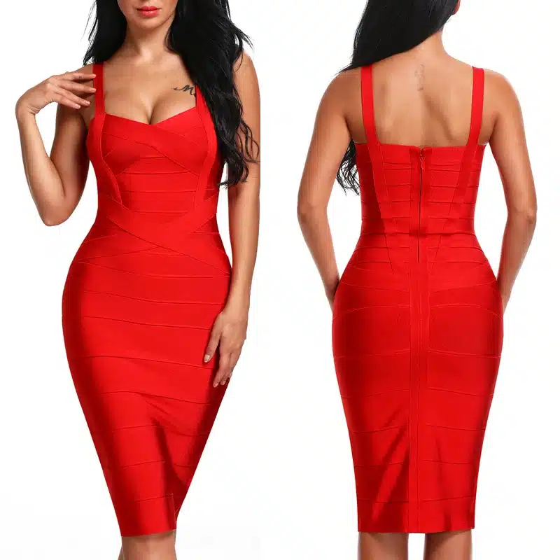 INDRESSME 2017 Women's Midi Bandage Dress Sexy Spaghetti Strap Bodycon Club Party Dresses Vestidos Wholesale 17