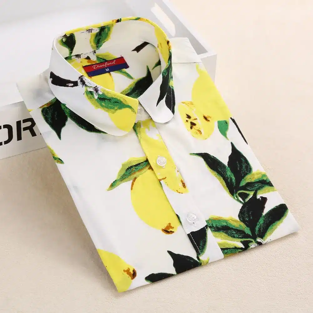 Dioufond Summer Floral Blouse Shirt Women Long Sleeve Tops Cotton Shirts White Navy Blouses Small Flower Blusas Femininas 2016 12
