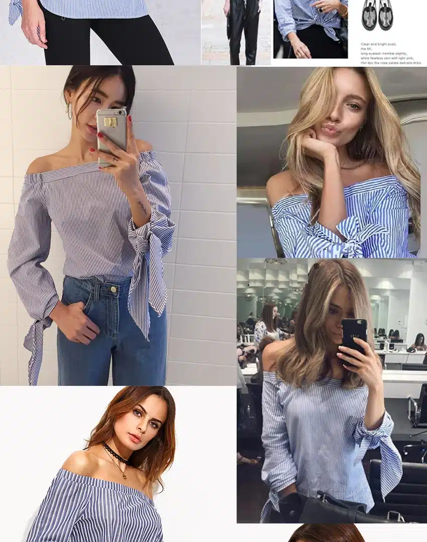Women Blouse Elegant Bow Blue Off Shoulder Female Blouse Shirt Sexy Summer 2017 Girls White blouse Women Tops Striped Blusas 3XL 8