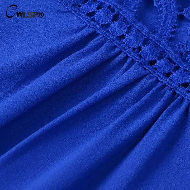 CWLSP Plus size Women Chiffon Blouses Shirts Long Sleeve Tops Lace Blouses Hollow out Crochet Blusas Femininas 2017 Fashion 15