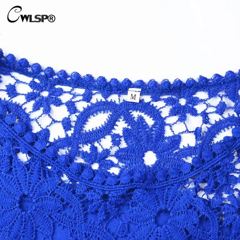 CWLSP Plus size Women Chiffon Blouses Shirts Long Sleeve Tops Lace Blouses Hollow out Crochet Blusas Femininas 2017 Fashion 17