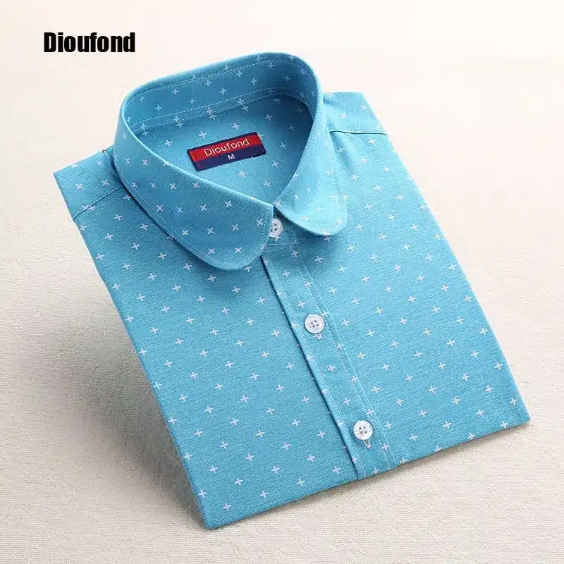 Dioufond White Navy Lips Print Women Blouses Long Sleeve Ladies Office Blouse Shirt Casual Button Down Blusa 2017 Spring 13