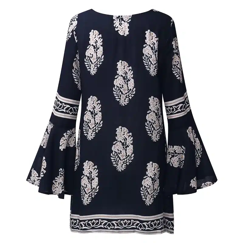 ZANZEA 2017 Womens Boho Lace-Up V-Neck Shirt Big Size Floral Print Flare Sleeve Casual Loose Beach Tops Blouse Plus Size 14