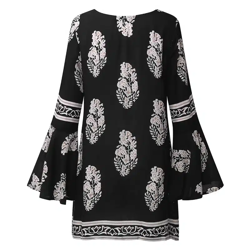 ZANZEA 2017 Womens Boho Lace-Up V-Neck Shirt Big Size Floral Print Flare Sleeve Casual Loose Beach Tops Blouse Plus Size 17