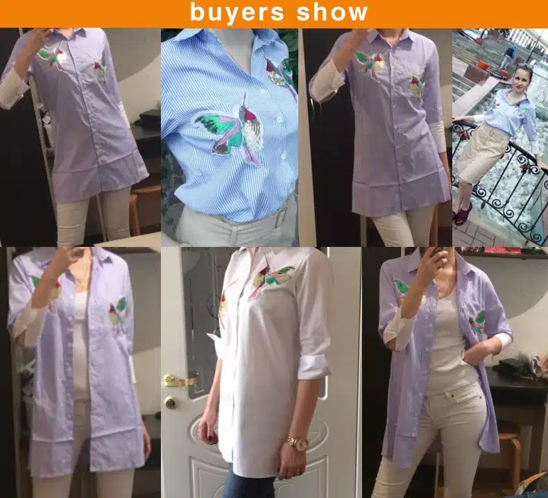New arrival 2018 Women Bird Embroidered Blouse Shirts fashion Long sleeve high quality turn down collar Spring Fall female Shirt 11