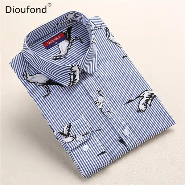 Dioufond Black Flower Print Blouse Women Turn Down Collar Button Down Blouse Shirt Casual Cotton Shirts Plus Size S-5XL 2017 11