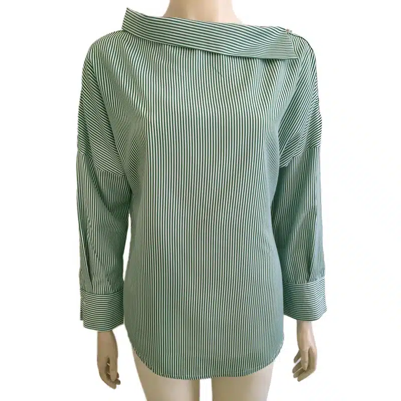 Women Striped Blouse Long Sleeve Off Shoulder Pullover Shirt Bat Sleeve Blue Black Blouses Shirts Tops Womens Tops And Blouses 9