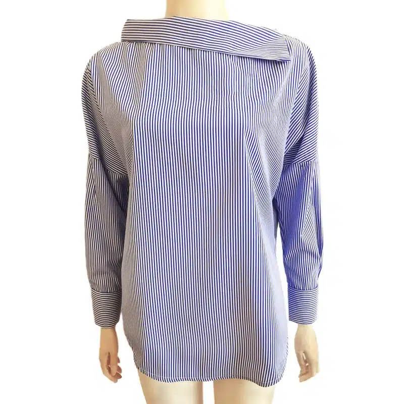 Women Striped Blouse Long Sleeve Off Shoulder Pullover Shirt Bat Sleeve Blue Black Blouses Shirts Tops Womens Tops And Blouses 12