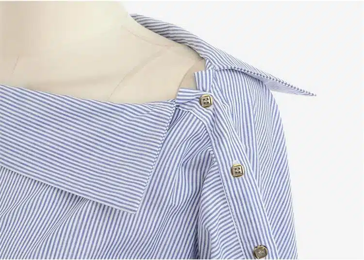 Women Striped Blouse Long Sleeve Off Shoulder Pullover Shirt Bat Sleeve Blue Black Blouses Shirts Tops Womens Tops And Blouses 19