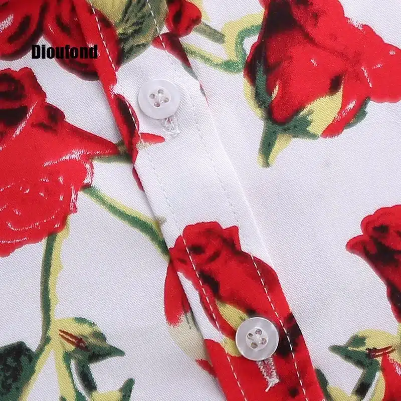 Dioufond Red Rose Shirt Print Women 2017 New Spring Cotton Long Sleeve Women Blouses Fashion Tops Blusas Femininas Plus Size 16