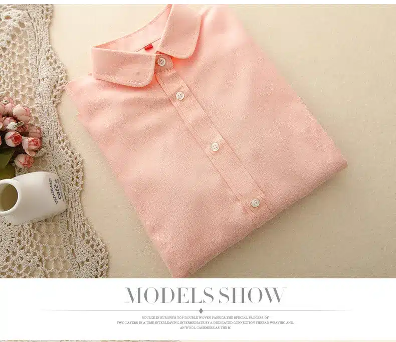 Women Blouses 2018 Long Sleeve Cotton Oxford Ladies Tops Office Long Sleeve Shirts Women Blusas Camisas Mujer 13